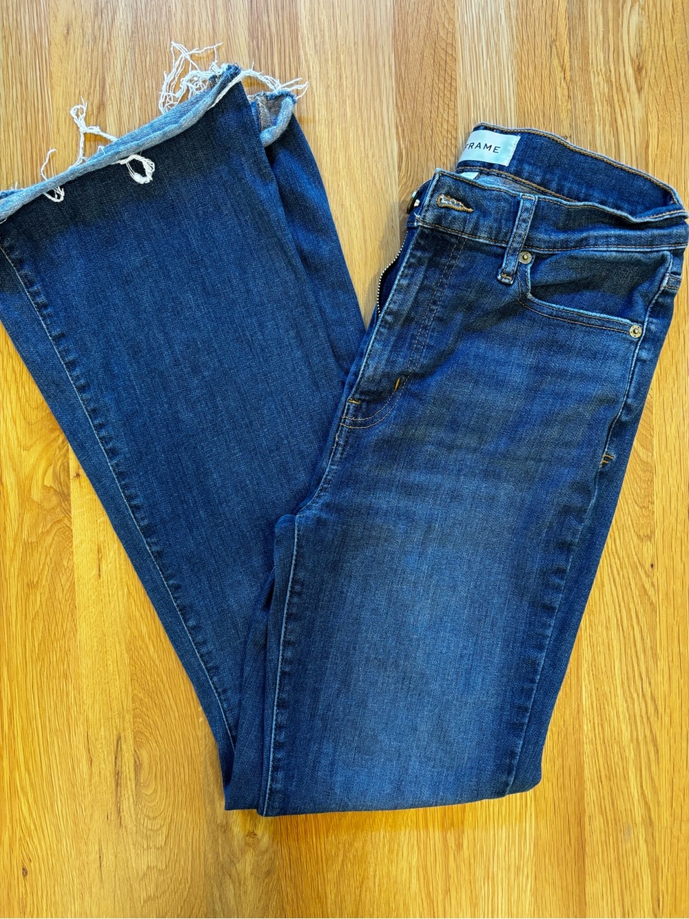 Frame Denim Flare Jeans in Dark Blue Wash